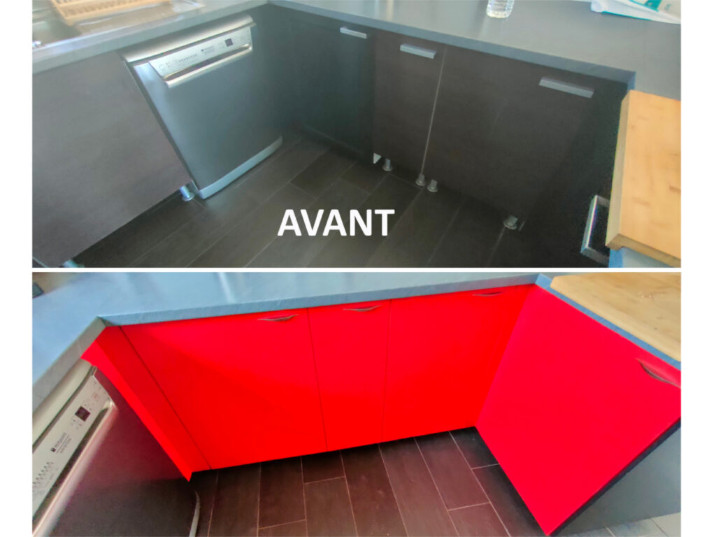 Façades de cuisine en stratifié rouge - Perle d'Ébène