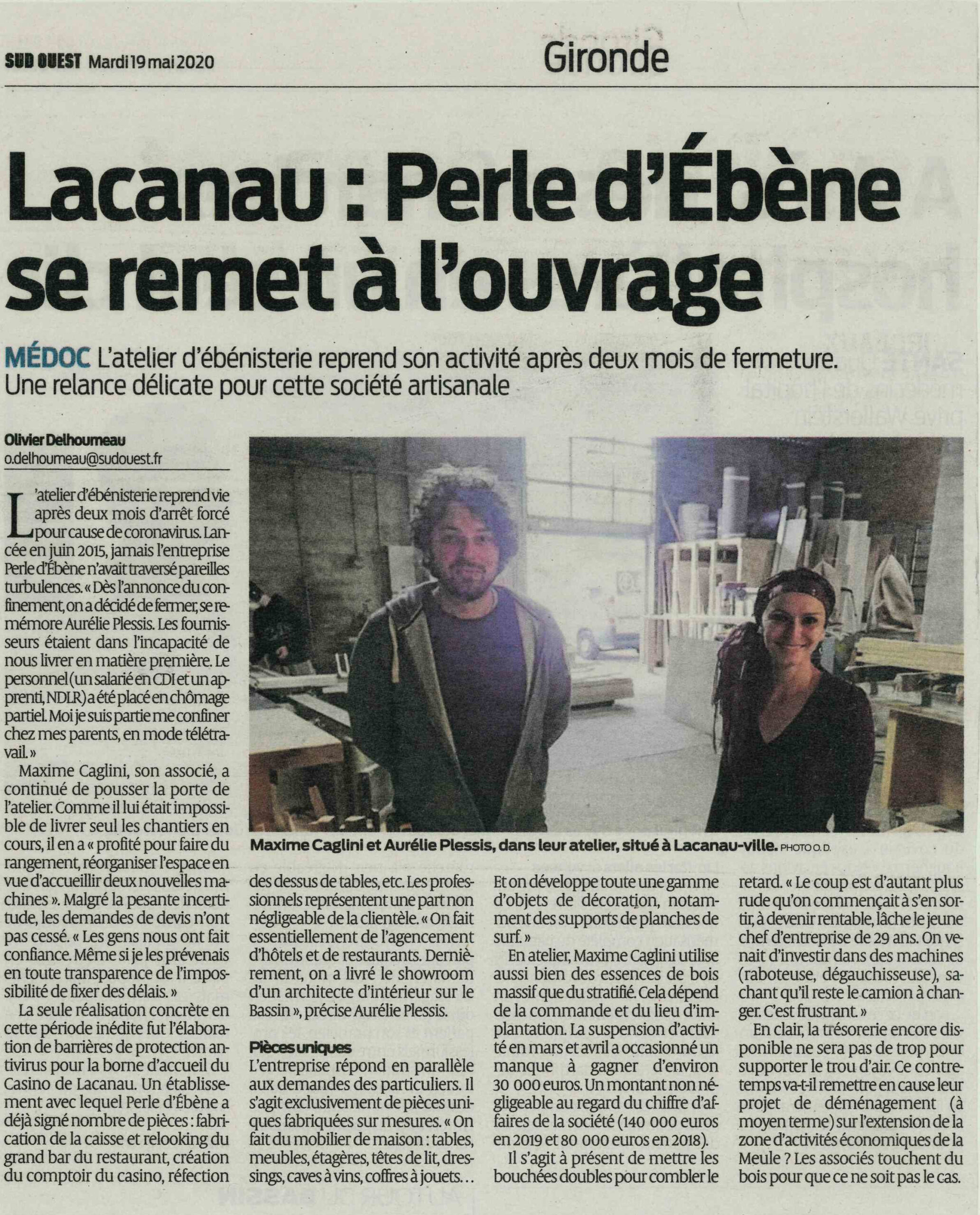 Article Sud Ouest 19 05 2020