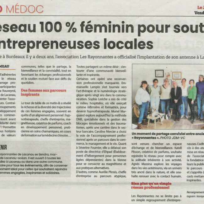 Article Les Rayonnantes Journal du Médoc 14 mars 2025